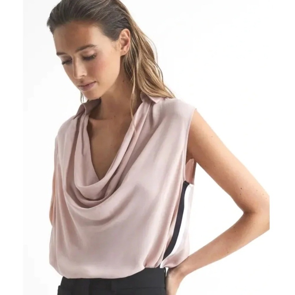 Reiss Sleeveless Ameliee Cowl Neck Front Sleeveless Blouse Top Sz 4 Modern Luxe